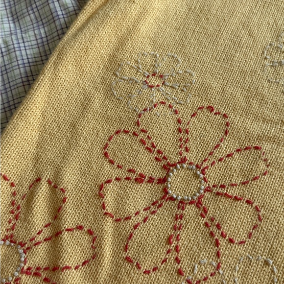 Christopher & Banks Yellow Knit Top with Floral Embroidery - Picture 7 of 7